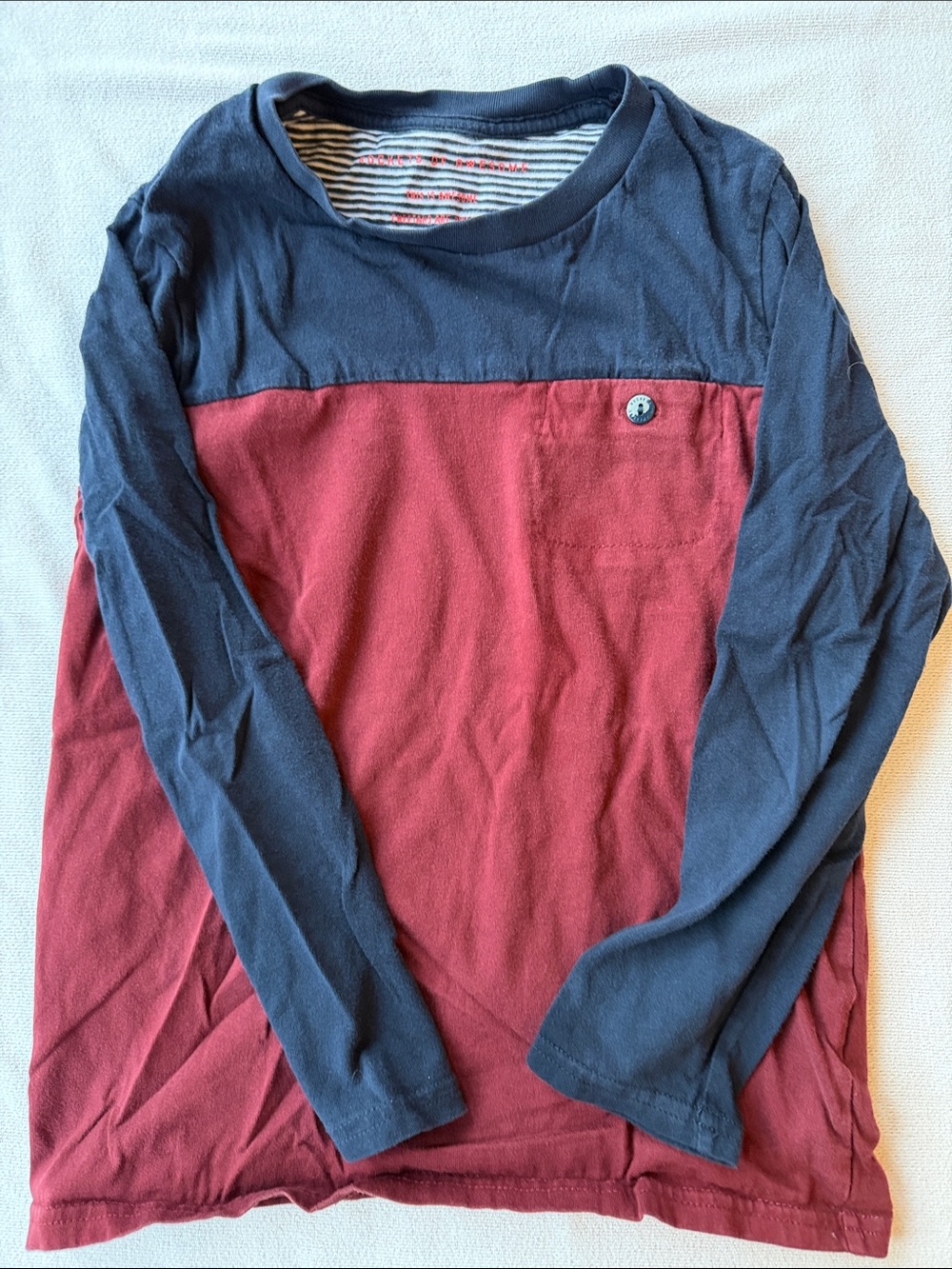 Kids Long-Sleeve Colorblock Tee - Navy and Burgundy